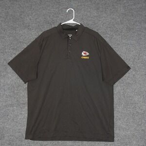 Kansas City Chiefs Mens Polo Shirt XXL Black DryTec Golf Embroidered Logo